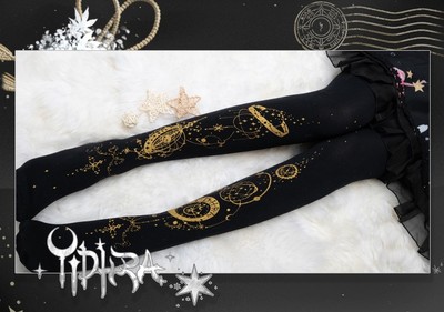 Constellation Golden Compass Starry Sky Stars Dream Witch Princess Black & White Stockings Pantyhose Garment