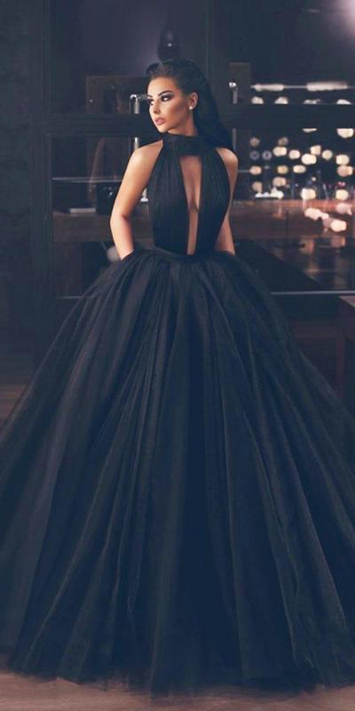 Black Sexy Plunge Wedding Dress Wedding Bridal Gowns