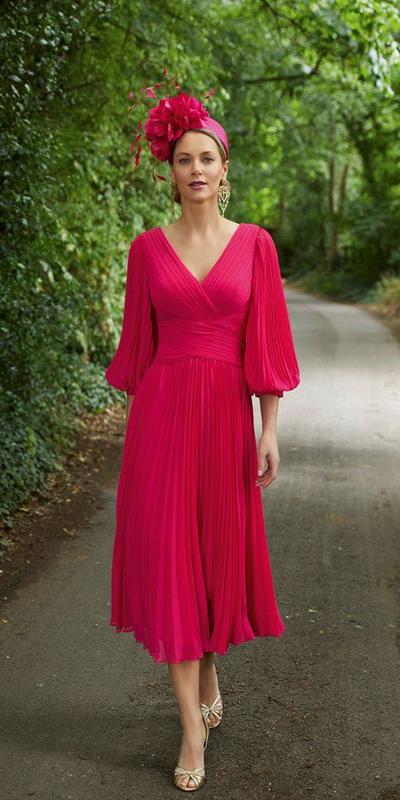 Eleghant A Line Red Long Sleeve Ankle-length Mother of Bride and Groom Dress Evening Dress