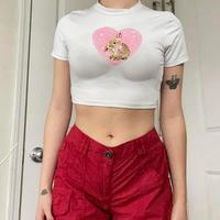 Pink Heart Rabbit Crop Top - Thumbnail 1