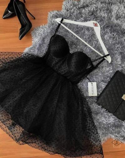 Spaghetti Straps A Line Short Tulle Homecoming Dresses