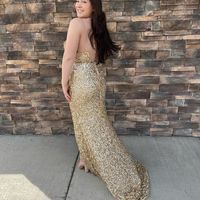 Sparkly Mermaid Sweetheart Champagne Sequins Long Prom Dresses with Slit - Thumbnail 1