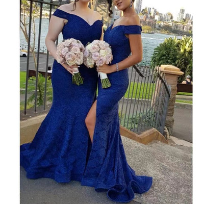 Dark Royal Blue Bridesmaid Dresses Mermaid Floor Length
