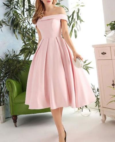 Off the Shoulder Pink Short Prom Dresses