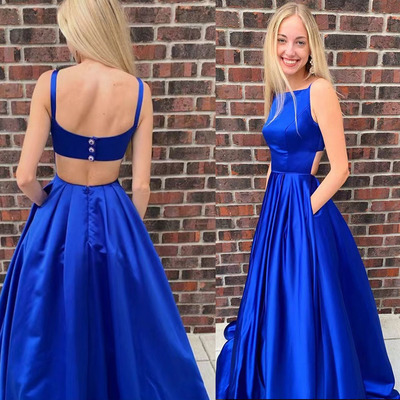Royal Blue Prom Dresses with Pockets PD509