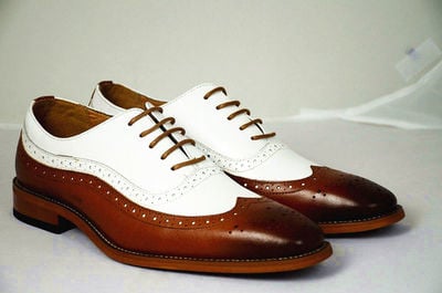 Handmade Men Spectator Two Tone Wingtip Brogue Oxford Shoes