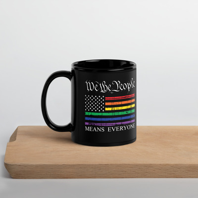 We the People Rainbow Flag Black Glossy Mug