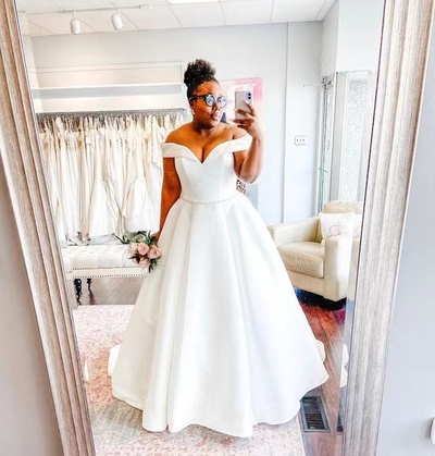 Plus Size Wedding Dresses Bridal Gown White Waist with Beading