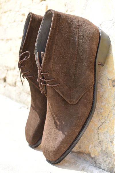 Handmade Men's Specially Designed For Weddings Cowboy look Brownish Chukka Boot
