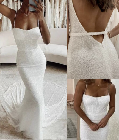 Sparkly Beach Wedding Dresses Bridal Gown Corset