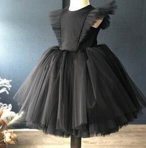 Cute Black Tulle Flower Girl Dress
