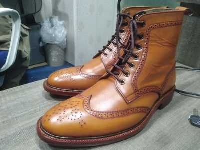 Best Festival Hand Stitch Tan Leather Ankle High Boot, Lace Up Formal Shoes