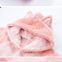 Pink Cute Neko Anime Kitty Cat Girl Plush Coral Fleece Warm Winter Pajamas Sleepwear Hoodie Onesie One Piece - Thumbnail 7
