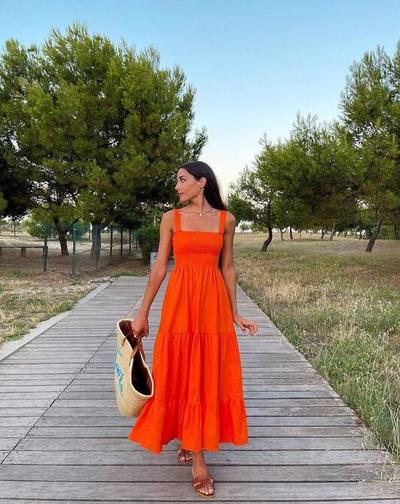 A Line Orange Fashion Prom Dresses