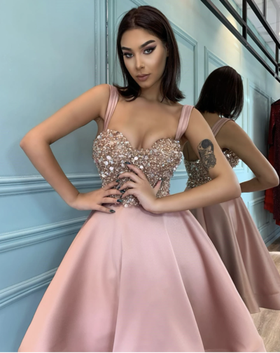 Tea Length Homecoming Dresses Straps