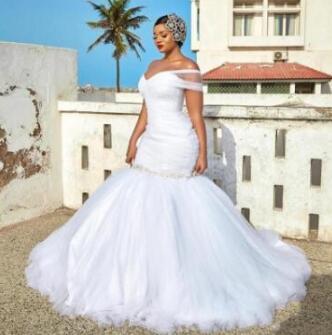One Shoulder Mermaid Plus Size Wedding Dresses With Beading
