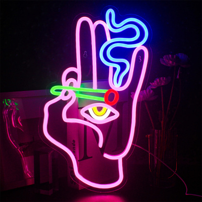 Free Shipping-SMOKING HAND NEON LIGHT