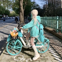 Y2K Angel Wings Meow Mint Turquoise Vocaloid Hatsune Miku Green Cute Cat Ears Japanese Girl Spring Comfy Hoodie Jacket - Thumbnail 2