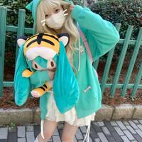 Y2K Angel Wings Meow Mint Turquoise Vocaloid Hatsune Miku Green Cute Cat Ears Japanese Girl Spring Comfy Hoodie Jacket - Thumbnail 4
