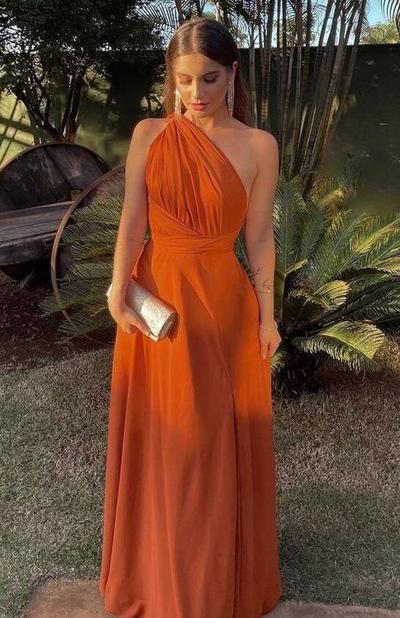 Elegant A line orange prom dresses for women