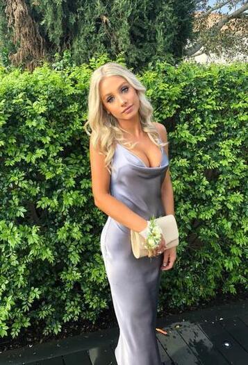 Simple A Line Silver Long Evening Prom Dresses