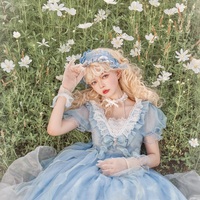 Butterfly Moon and Stars Planet Sky Blue & Midnight Black Short Sleeve Long Sleeve Dress - Thumbnail 2