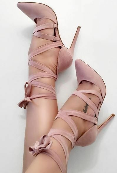 Apricot Lace-up Heels Women Shoes