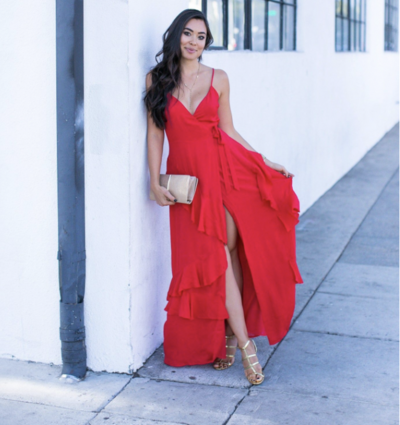 Prom Dresses Red Slit Side Spaghetti Straps