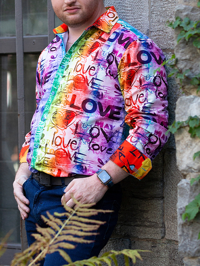 LOVE, Rainbow Dress Shirt,