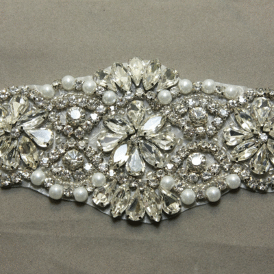 Free ship - faux pearl crystal rhinestone applique glass iron on applique patch - Thumbnail 2