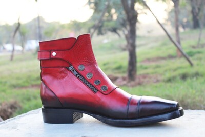 Jo Ghost Men's Italian Dress Designer Red Plato Boots