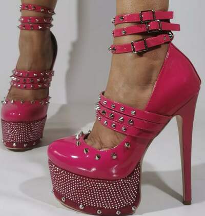 Sexy Stiletto Rivet Platform High Heels, Classic Patent Leather Fashion Rhinestone High Heeled Women Shoes, Big Large Size Designer Gem Metallic Spike