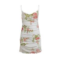 Flower Floral Print Sling Dress - Thumbnail 6