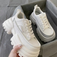 Summer Street College Girl Women Thick Soles Trendy White Pink Heels Sporty Sneaker Shoes - Thumbnail 2