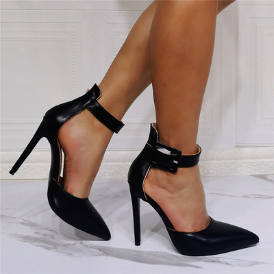 High Heels Unisex Men's Women's Pointed Toe Stiletto Buckle Pumps Party Bridal Prom Court Shoes-Black