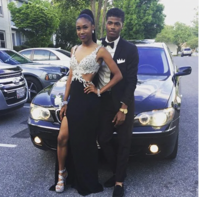 V Neck Slit Prom Dresses Black with Lace