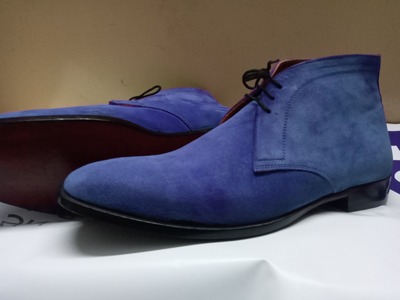 Men Formal Wear Navy Blue Chukka Lace Up Boot