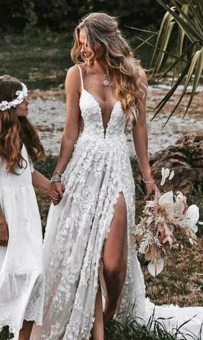 Vintage lace prom dresses backless wedding dress