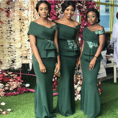 Green Bridesmaid Dresses Mermaid with Lace Appliques