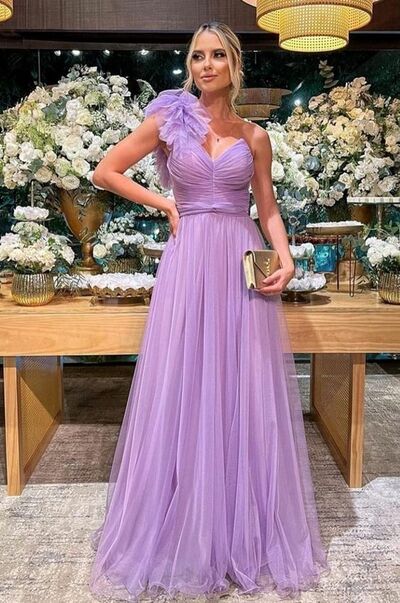 Purple Chiffon Mother of Bride and Groom Dress Evening Dress