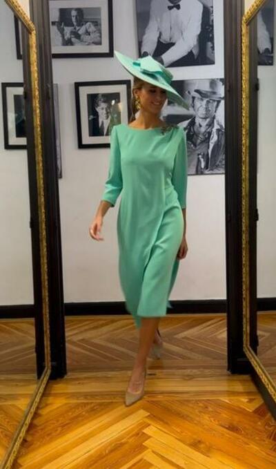 Green Sheath Mother of Bride and Groom Dress Evening Dress