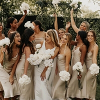 Simple Spaghetti Straps Champagne Tea Length Bridesmaid Dress - Thumbnail 2