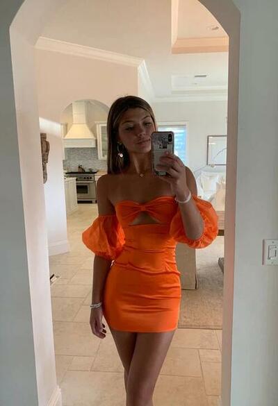 Sexy Orange Short Prom Dress Homecoming Dresses
