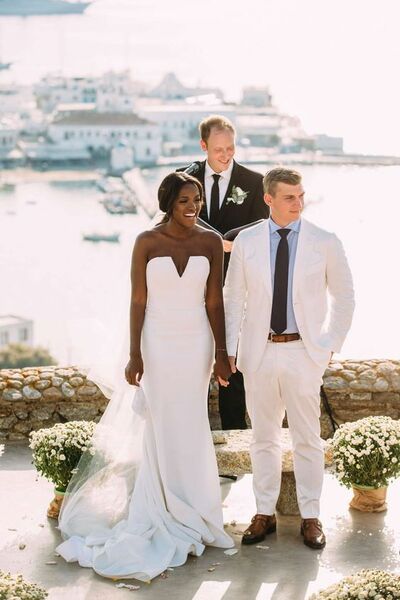 Simple Mermaid Strapless Beach Boho Wedding Dress Bridal Dress