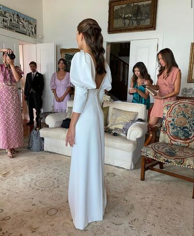 Simple Sheath Beach Boho Wedding Dress Bridal Dress