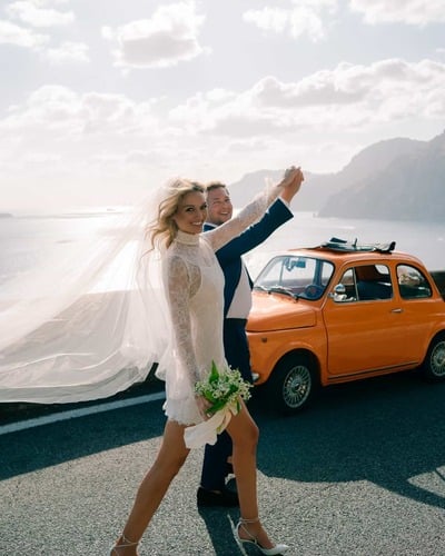 Simple Sexy Lace Mini Short Beach Boho Wedding Jumpsuit Bridal Dress