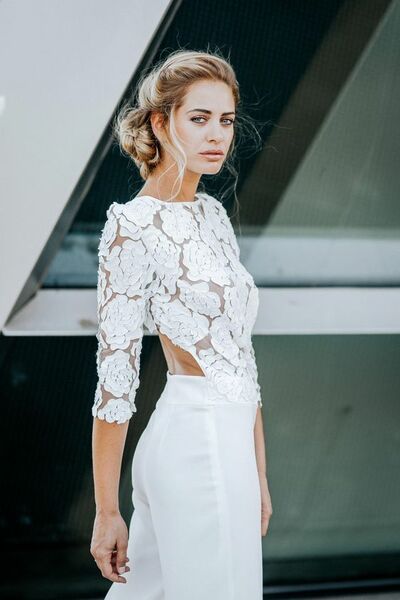 Simple Sheath Lace Half Sleeve Beach Boho Wedding Dress Bridal Dress