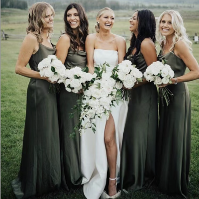 Olive green bridesmaid dresses for wedding party sheath - Thumbnail 3