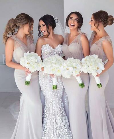 Simple A Line Tulle Bridesmaid Dresses