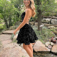 Charming Black A Line Sequins Short Homecoming Dresses - Thumbnail 1